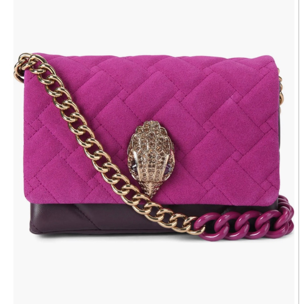 NWT Kurt Geiger London Quilted Shoulder Bag in Fuchsia & Burgundy